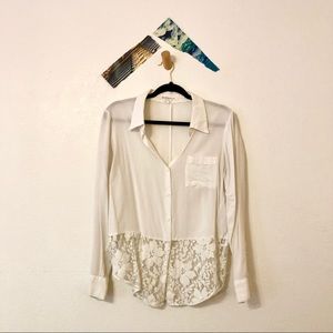 BCBGeneration White Lace Button Down